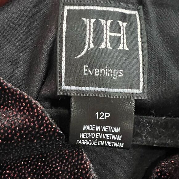 JH Evenings Black Shimmering Red Scoop Neck Sleeveless Dress Sz‎ 12P Women’s - Picture 3 of 10
